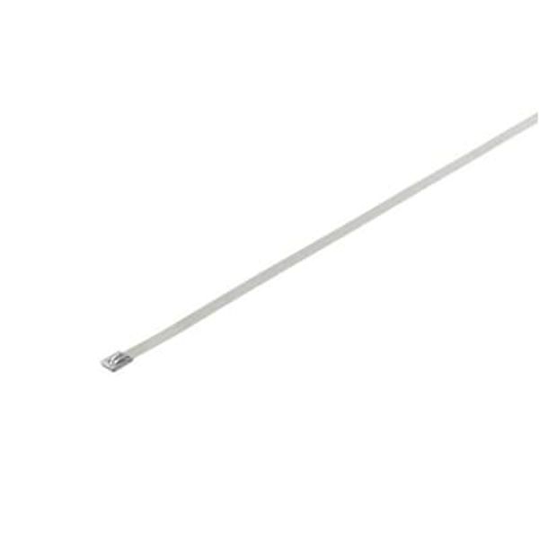 Ball-Lock 316 Stainless Steel Cable Tie, Black Polyester, up to 150 Degrees C, Length 200mm, W 7.9mm, Thickness 0.36mm Tensile Strength 440 Newtons image 1