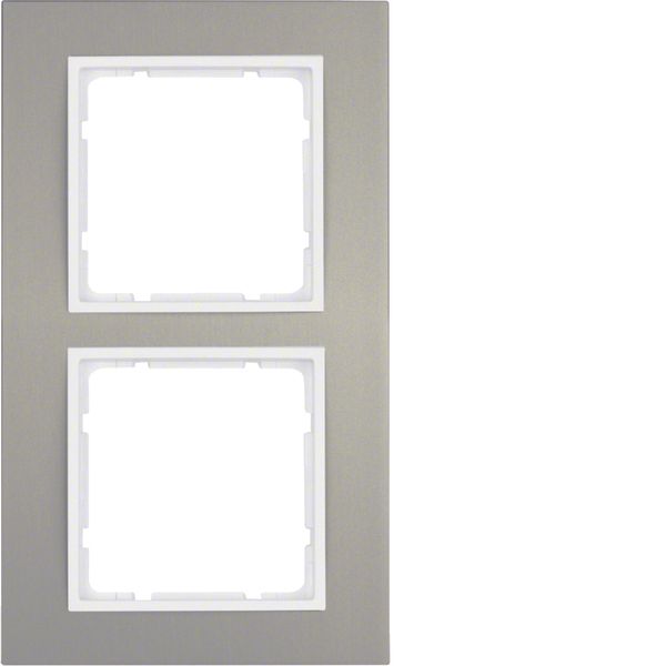 Frame 2gang, B.3, al./p. white matt, al. anodised image 1