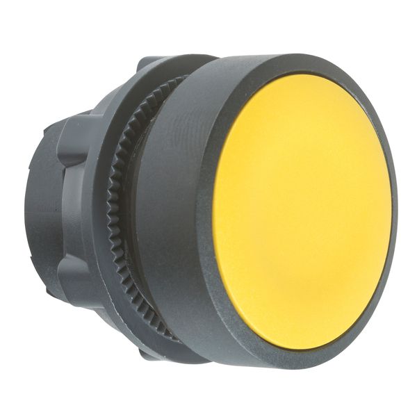 Head for non illuminated push button, Harmony XB5, XB4, yellow flush pushbutton Ø22 mm unmarked image 1