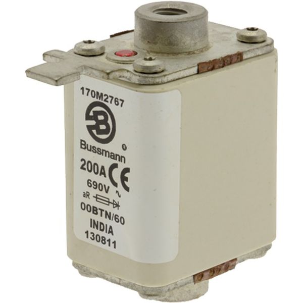 Fuse-link, high speed, 250 A, AC 690 V, size 00, 30 x 62 x 64 mm, aR, IEC, single indicator image 3