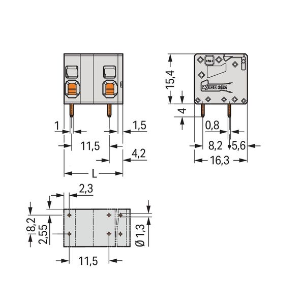 PCB terminal block 4 mm² Pin spacing 11.5 mm gray image 3