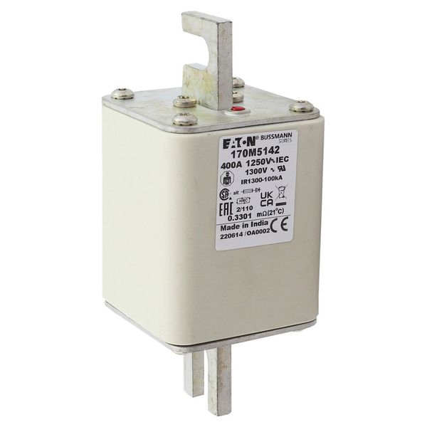 Fuse-link, high speed, 400 A, AC 1250 V, size 2, 61 x 75 x 138 mm, aR, DIN, IEC, single indicator image 9