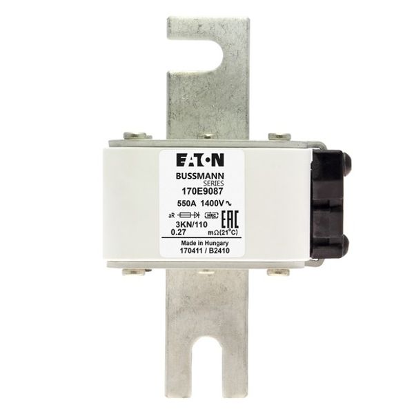 Fuse-link, high speed, 550 A, AC 1400 V, DIN 3, aR, DIN, type K indicator image 2