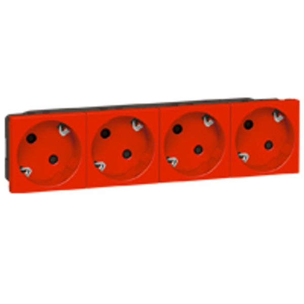 Multi-support multiple socket Mosaic - 4 x 2P+E automatic term. - tamperproof image 1