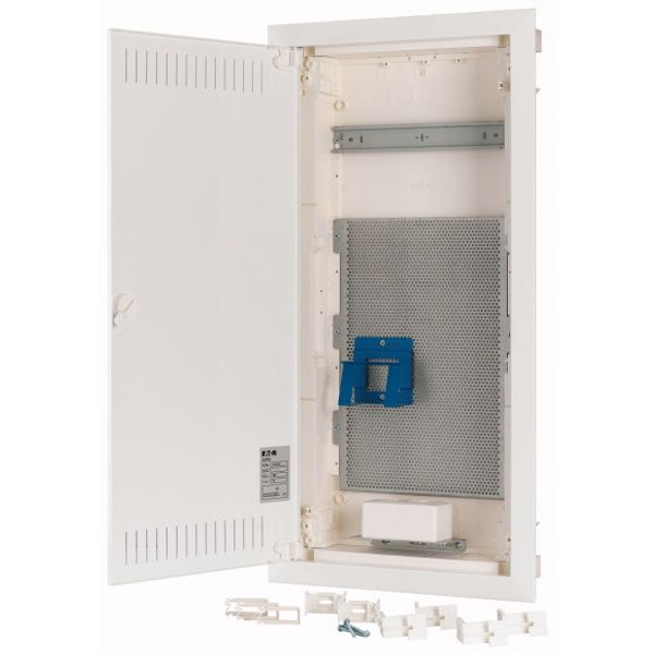 Compact distribution board-flush mounting, multimedia, 4-rows, flush sheet steel door image 3