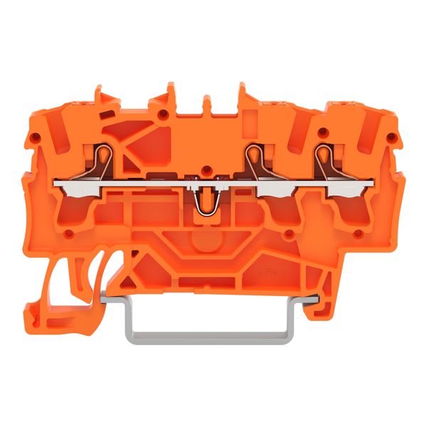 3-conductor through terminal block with push-button 2.5 mm² orange image 1