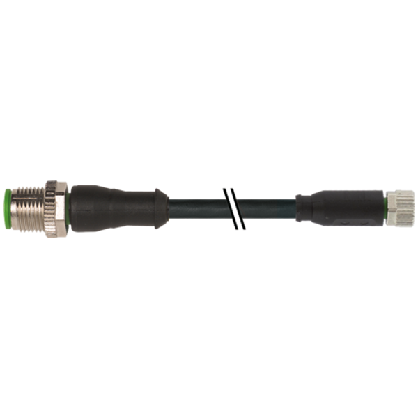 M12 male 0° / M8 female 0° A-cod. PUR 3x0.25 bk UL/CSA 2m image 1