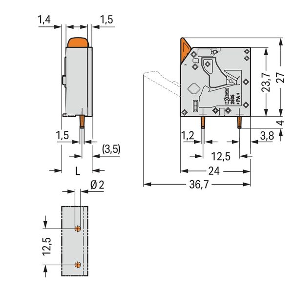 PCB terminal block lever 6 mm² gray image 5