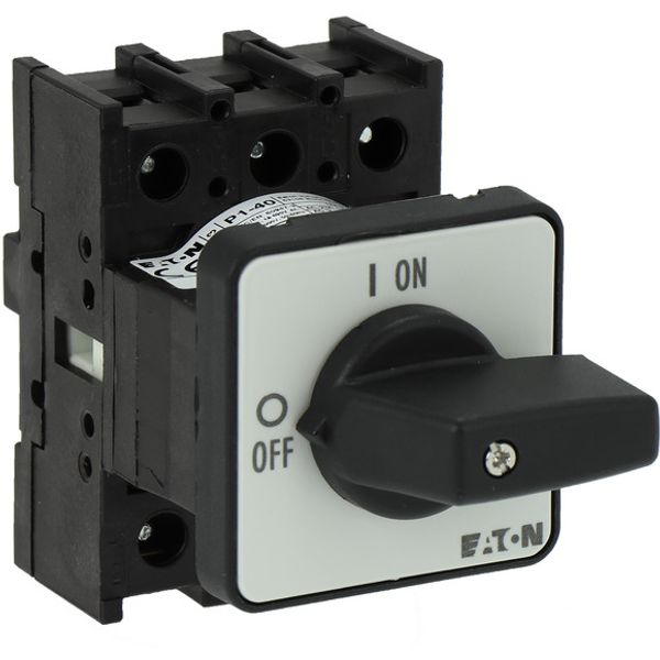 On-Off switch, P1, 40 A, flush mounting, 3 pole, with black thumb grip and front plate image 2