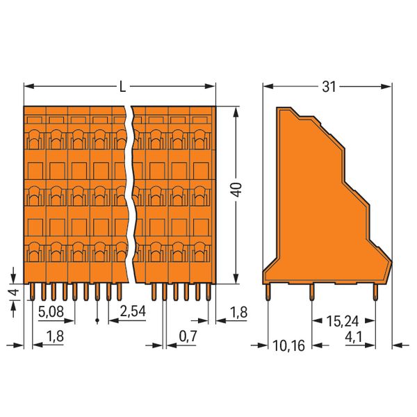 Triple-deck PCB terminal block 2.5 mm² Pin spacing 5.08 mm orange image 7