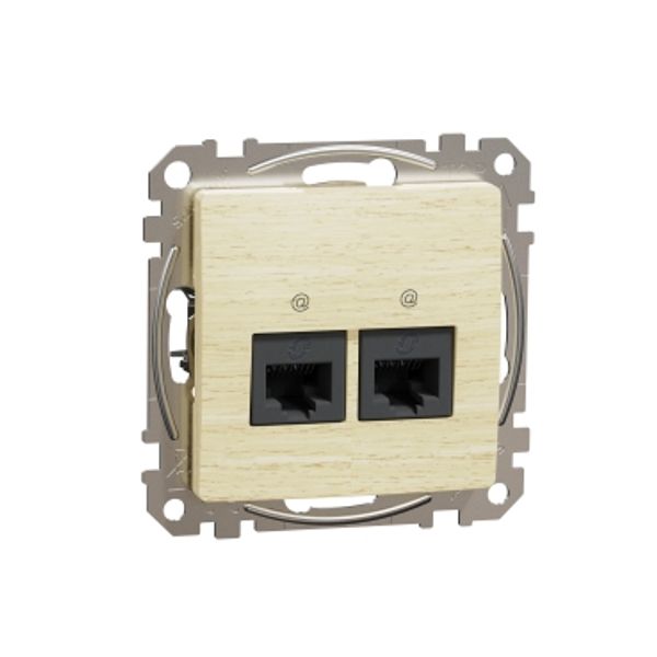 Double DATA Outlet CAT 6 UTP, Sedna Design & Elements, RJ45, Wood brich image 3