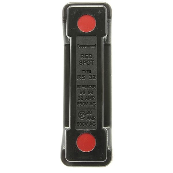 Fuse-holder, LV, 32 A, AC 690 V, BS88/A2, 1P, BS, front connected, back stud connected, black image 2