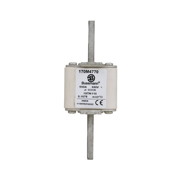 Fuse-link, high speed, 550 A, AC 690 V, size 1, 52 x 52 x 140 mm, aR, IEC, single indicator image 15