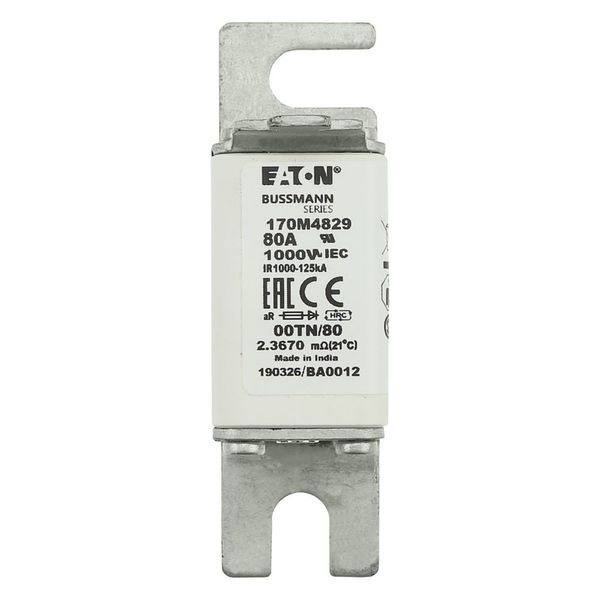 Fuse-link, high speed, 80 A, AC 1000 V, size 00, 30 x 47 x 98 mm, aR, DIN, IEC, type T indicator image 21