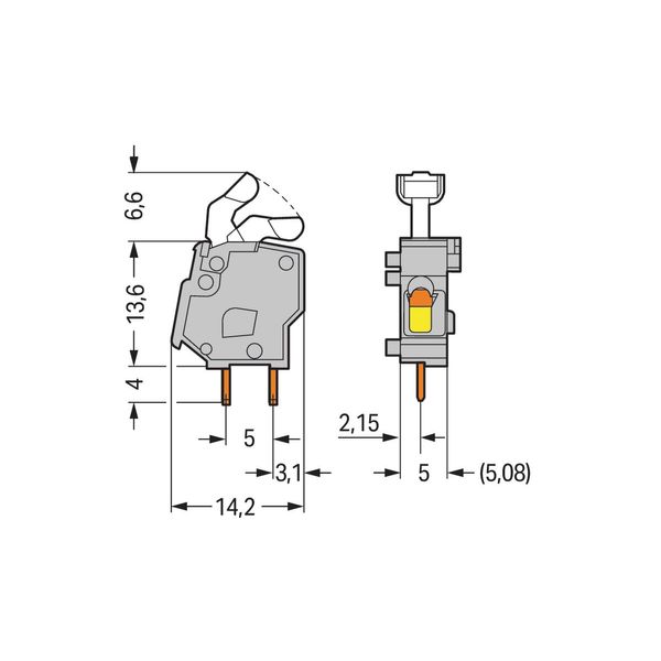 Stackable PCB terminal block push-button 2.5 mm² red image 3