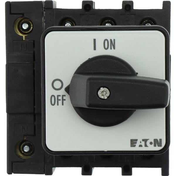 On-Off switch, P1, 40 A, flush mounting, 3 pole + N, with black thumb grip and front plate image 1