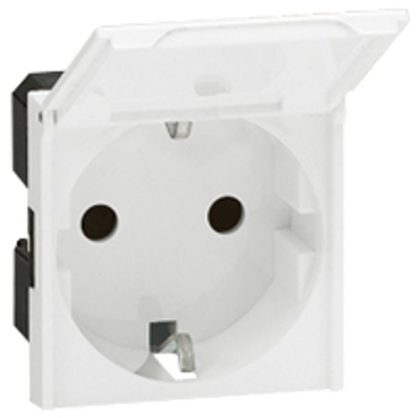 Socket outlet  Mosaic - German std - 2P+E with cover - 2 mod - antimicrobial image 1