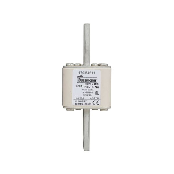 Fuse-link, high speed, 350 A, AC 690 V, size 1, 53 x 69 x 136 mm, aR, IEC, UL, no indicator, 90 mm centers image 13