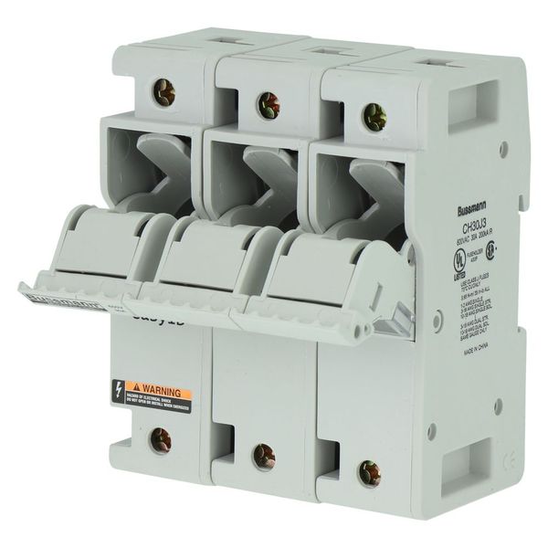 Fuse-holder, low voltage, 30 A, AC 600 V, DC 600 V, UL Class J, 98 x 72 x 117 mm, 3P, UL, CSA image 13