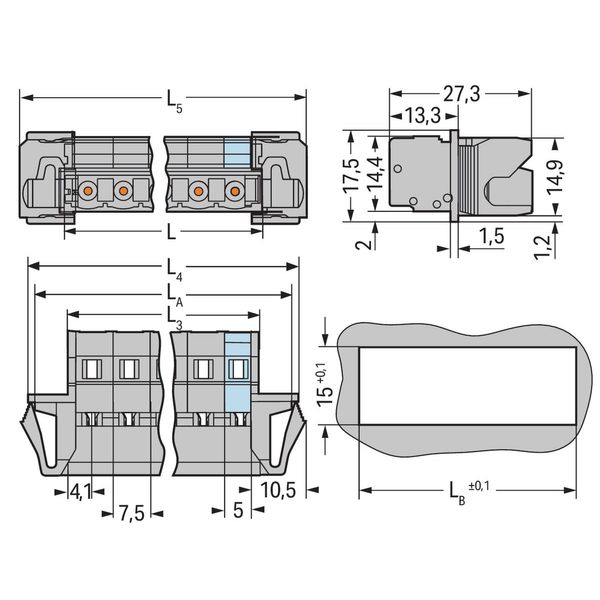 1-conductor male connector CAGE CLAMP® 2.5 mm² gray image 4