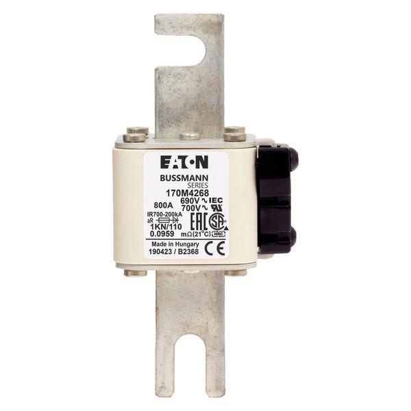 Fuse-link, high speed, 800 A, AC 690 V, DIN 1, 53 x 69 x 138 mm, aR, DIN, IEC, single indicator image 10