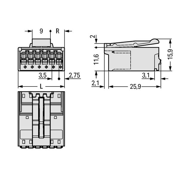 1-conductor male connector Push-in CAGE CLAMP® 1.5 mm² light gray image 3