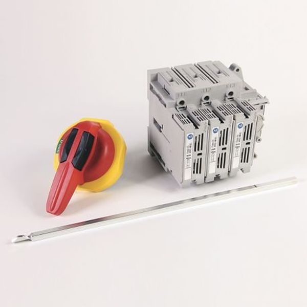 Allen-Bradley, 194R Fused and Non-Fused Disconnected Switches, Kitted, CC fuse, 30 A, 3 Pole194R-PY Standard Red/Yellow Handle 3/3R/4/4X/12, S2 Shaft (21 in) image 1