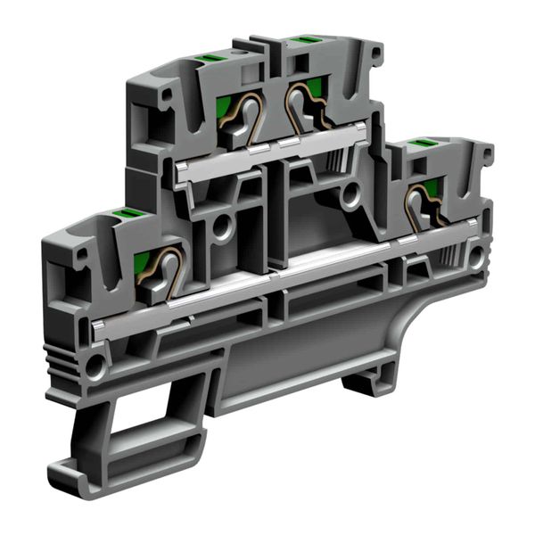 Push-in terminal block 4mm2, 2-levels, blue color image 1