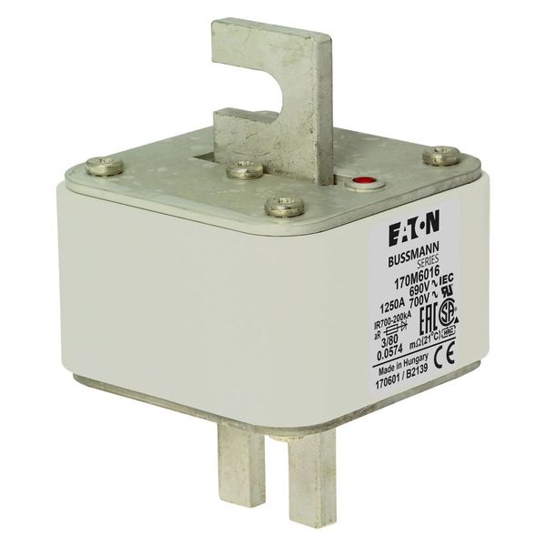 Fuse-link, high speed, 1250 A, AC 690 V, DIN 3, 76 x 76 x 109 mm, aR, DIN, IEC, single indicator image 18