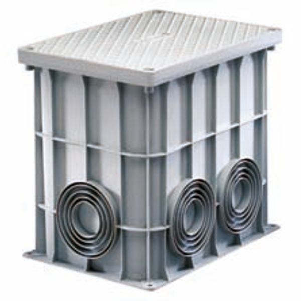 RECTANGULAR ACCES CHAMBER 360X260X320 - FLAT SEMI-PIERCED BASE, HIGH RESISTANCE COVER AND 4 STAINLESS STEEL SCREWS image 1
