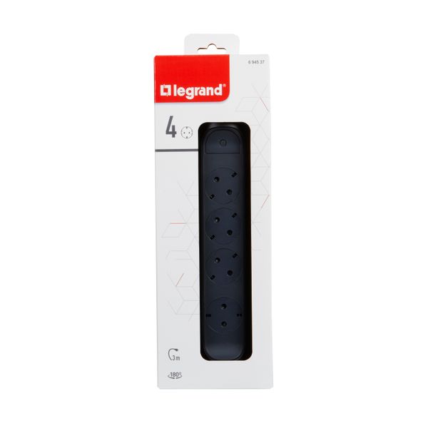 Legrand Swivel Power Strip 4x Socket, 3m Cable Black 694537 image 5