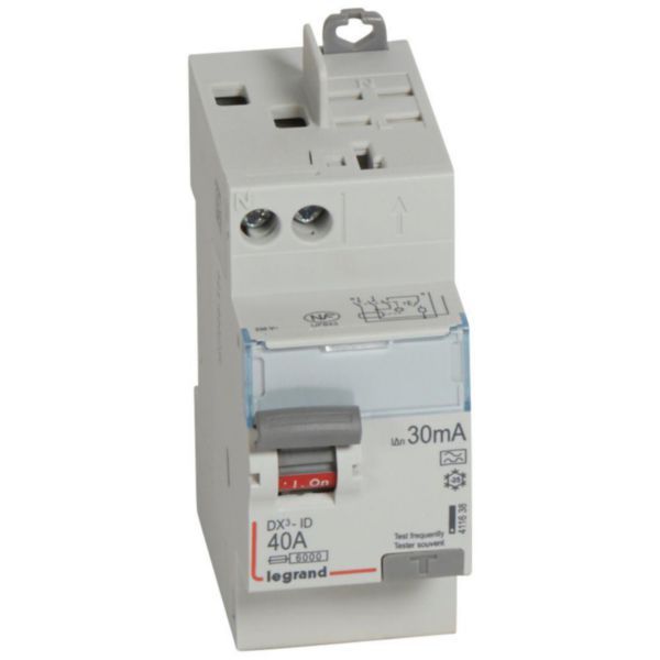 Differential switch DX³-ID screw top inlet and automatic top outlet - 2P 230V~ 40A typeA 30mA - 2 modules image 1