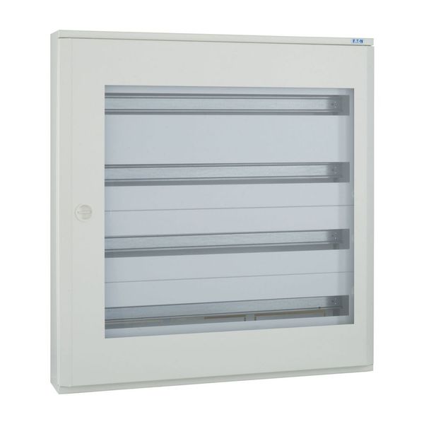 Complete surface-mounted flat distribution board with window, white, 33 SU per row, 4 rows, type C image 7