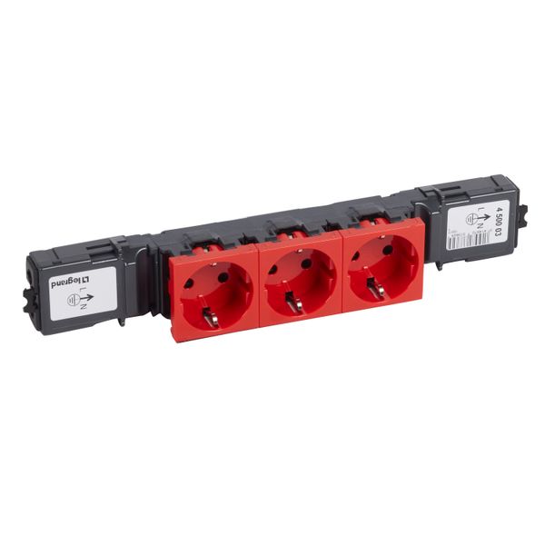 Socket Mosaic - 3x2P+E - instal on trunking - auto term WIELAND - standard - red image 2