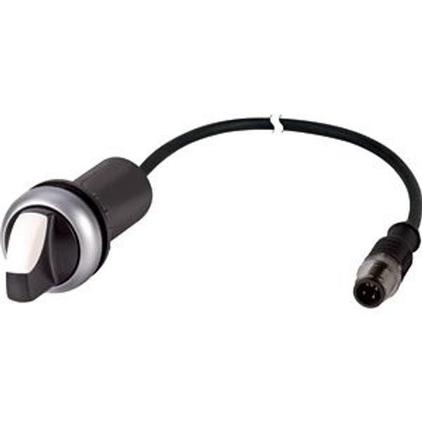 Changeover switch, With thumb-grip, momentary, 1 N/O, Cable (black) with M12A plug, 4 pole, 0.2 m, 2 positions, Bezel: titanium image 3