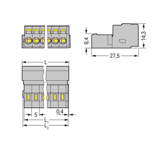 1-conductor male connector CAGE CLAMP® 2.5 mm² gray image 2