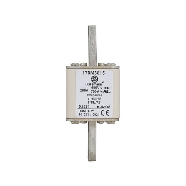 Fuse-link, high speed, 200 A, AC 690 V, compact size 1, 45 x 45 x 110 mm, aR, IEC, UL image 10