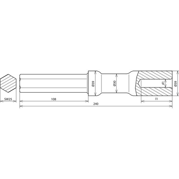 Hammer insert for earth rods D 25mm L 240mm for Atlas Copco width acro image 2