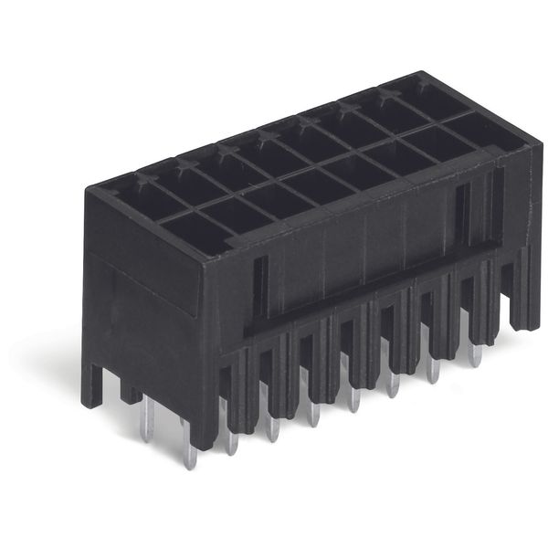 THT male header, 2-row 0.8 x 0.8 mm solder pin straight black image 1