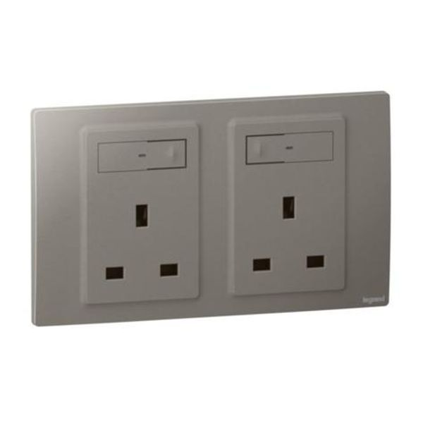 Mallia Senses - Switched double british standard 13a outlet - Dark Silver image 1