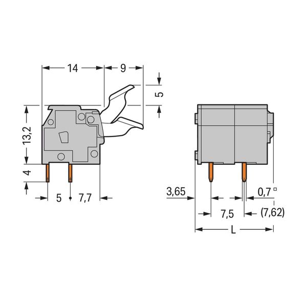 PCB terminal block push-button 2.5 mm² blue image 2