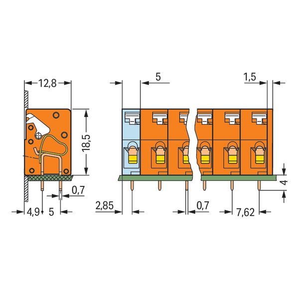 PCB terminal block push-button 2.5 mm² orange image 4