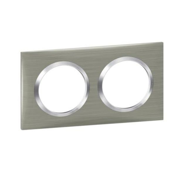 Dooxie square plate 2 stations brushed stainless steel effect finish image 1