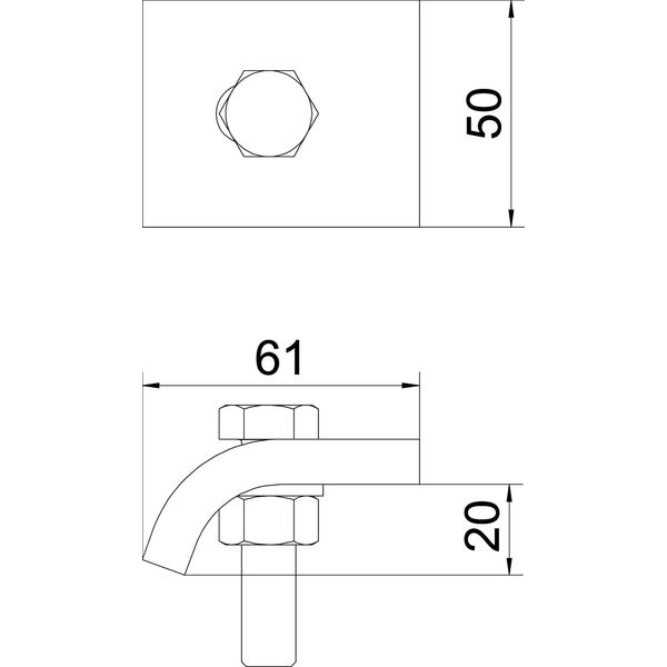 KWS 20 A2 Clamping profile with hexagon screw, h = 20 mm 60x50 image 2