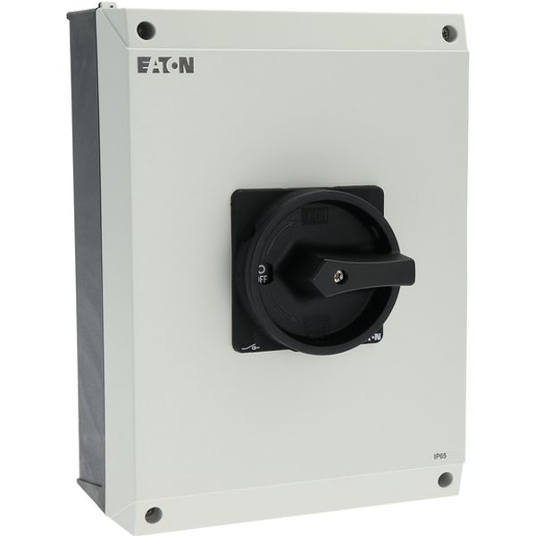 Main switch, T5, 100 A, surface mounting, 4 contact unit(s), 6 pole, 1 N/O, 1 N/C, STOP function, With black rotary handle and locking ring, Lockable image 11
