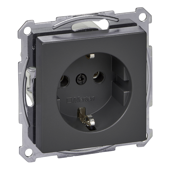 SCHUKO socket-outlet, screwless terminals, anthracite, System M image 3