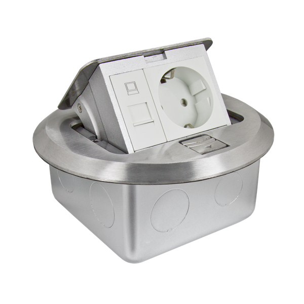 Floorbox S Round w/ box Schuko + RJ45 ca image 3