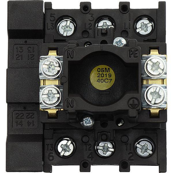 Main switch, P1, 32 A, flush mounting, 3 pole, 1 N/O, 1 N/C, STOP function, With black rotary handle and locking ring, Lockable in the 0 (Off) positio image 14