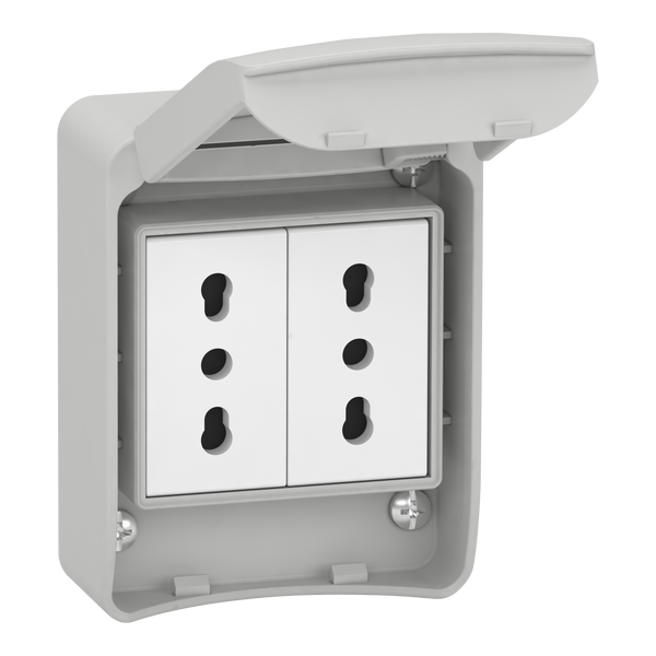 PratiKa socket - grey - 2P + E - 10/16 A - 250 V - Italian - IP65 - surface image 4