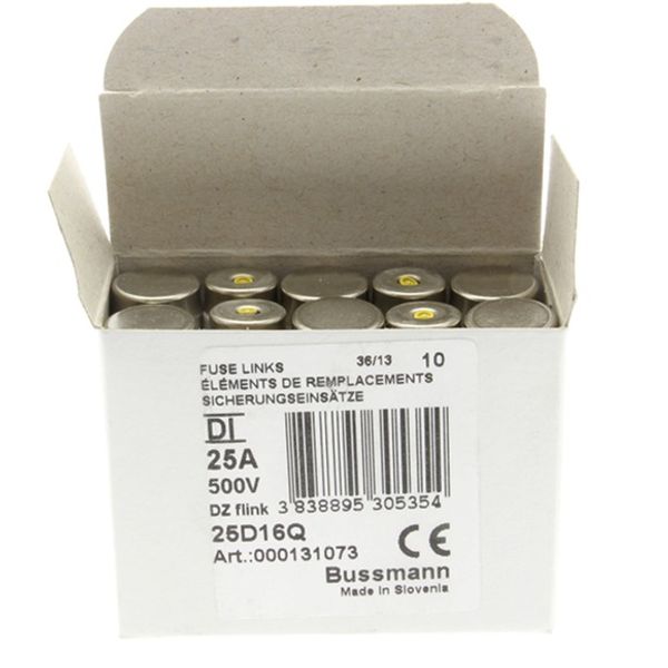 Fuse-link, LV, 25 A, AC 500 V, D1, gR, IEC, fast acting image 1